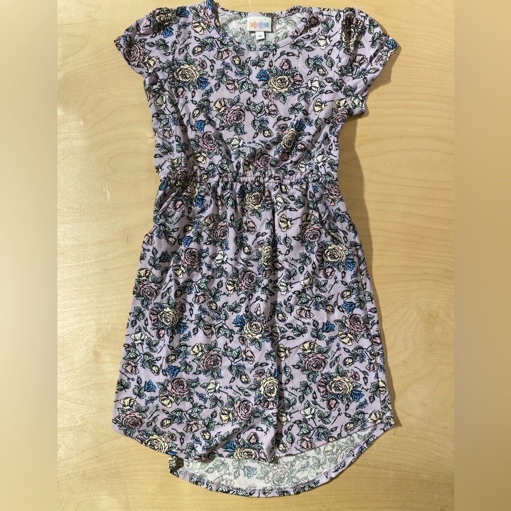 LuLaRoe Kids Floral Dress - Lavender and Blue 10 (OD)